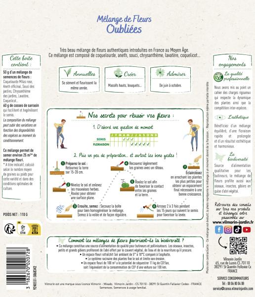 Mélanges de fleurs - Fleurs Oubliées - 25 m² - Mélange de fleurs - MEDIA_PACKAGING_VERSO